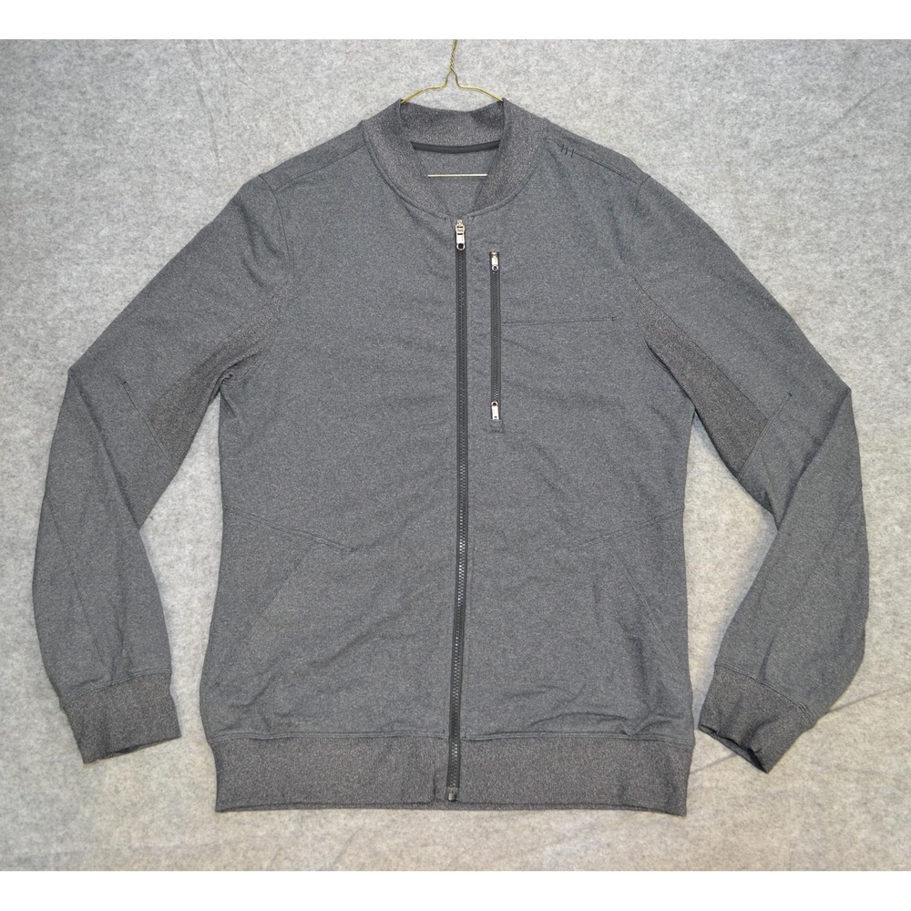 Lululemon Six Pack Bomber Jacket Mens M Gray City Sweat Full Zip Athletic Casual